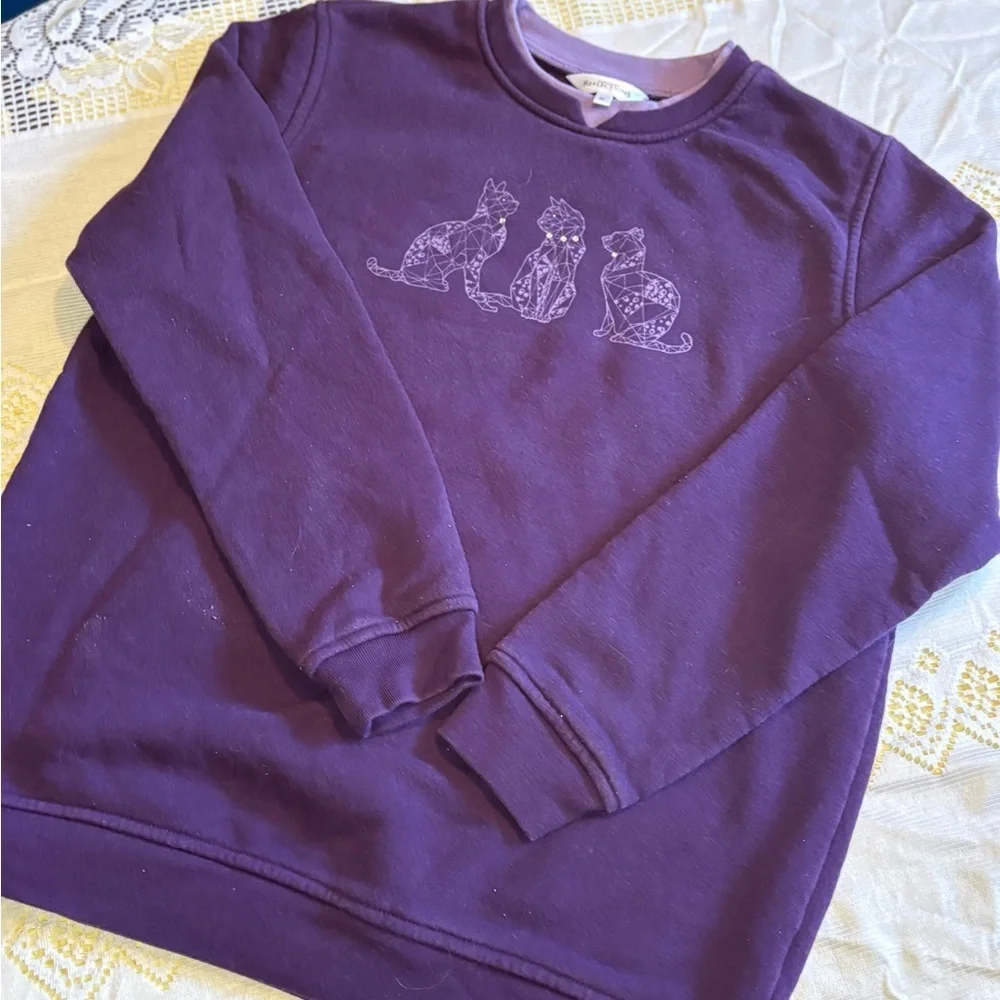 Vintage Northern Reflections Purple Crewneck Sweatshirt with Cat Graphic - Picture 2 of 8